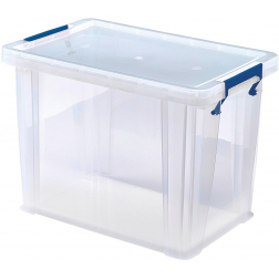 Bankers Box boîte de rangement 18,5 litres, transparent avec poignées bleues, emballée individ. en carton