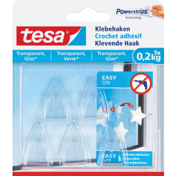 Tesa crochet adhésif pour des surfaces intérieures transparentes et verre, supporte 200 g