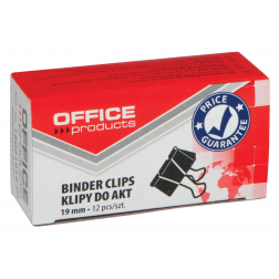 OFFICE products pince foldback, noir, 19 mm, boîte de 12 pièces