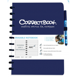 Correctbook A4 Original: cahier effaçable / réutilisable, ligné, Midnight Blue (bleu marine)