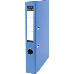Pergamy classeur, pour ft A4, en carton recouvert de PP, sans bord de protection, dos de 5 cm, bleu clair