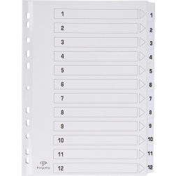 Pergamy intercalaires avec page de garde, ft A4, perforation 11 trous, carton, set 1-12