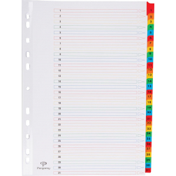 Pergamy intercalaires avec page de garde, ft A4, perforation 11 trous, couleurs assorties, set 1-31
