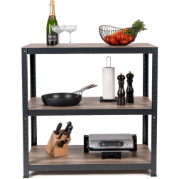 Avasco étagère Home Table, ft 88 x 90 x 45 cm, 3 tablettes, en métal, noir