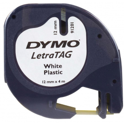 Dymo LetraTAG ruban 12 mm, plastique blanc