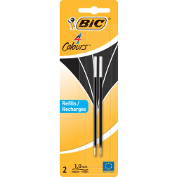 Bic recharge pour stylo bille 4 Colours Medium, blister de 2 pièces, noir