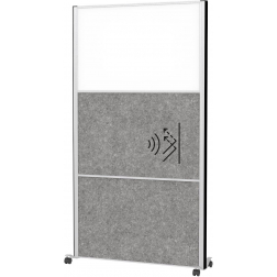 MAULconnecto cloison, 1 x tableau blanc, 2 x gris foncé, cadre argent, mobile