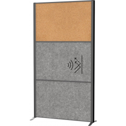 MAULconnecto cloison, 1 x tableau liège, 2 x gris foncé, cadre anthracite, sur pieds