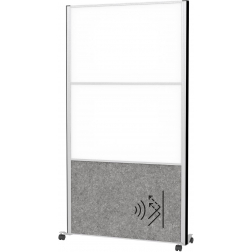 MAULconnecto cloison, 2 x tableau blanc, 1 x gris foncé, cadre argent, mobile