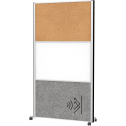 MAULconnecto cloison, 1 x tableau blanc, 1 x en liège, 1 x gris foncé, cadre argent, mobile