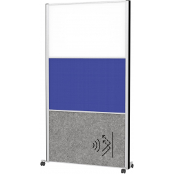 MAULconnecto cloison, 1 x tableau blanc, 1 x textile, 1 x gris foncé, cadre argent, mobile