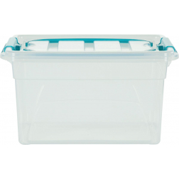 Whitefurze Carry Box boîte de rangement 7 litres, transparent avec poignées bleu