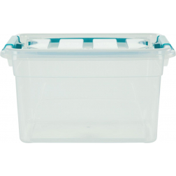 Whitefurze Carry Box boîte de rangement 13 litres, transparent avec poignées bleu