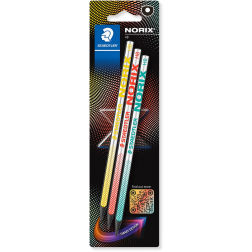 Staedtler Norix crayon graphite, HB, blister de 3 pièces, en couleurs assorties