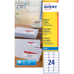 Avery J8159-10 étiquettes adresse ft 63,5 x 33,9 mm, 240 étiquettes, blanc