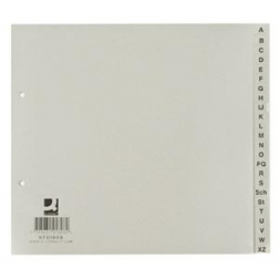 Q-CONNECT intercalaires, ft 21 x 23 cm, PP, 2 trous, jeu de A-Z, gris