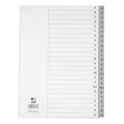 Q-CONNECT intercalaires, A4, PP, 4 trous, avec page de garde, jeu de A-Z, 24 onglets, gris
