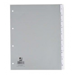 Q-CONNECT intercalaires, A4, PP, 4 trous, 10 onglets, gris