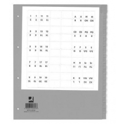Q-CONNECT intercalaires, A4, PP, 4 trous, 20 onglets, gris