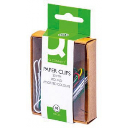 Q-CONNECT attache-tout, 50 mm, couleurs assorties, boîte de 30 pièces, accrochable