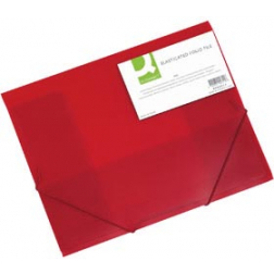 Q-CONNECT farde à rabats, A4, 3 rabats et élastiques, PP transparent, rouge