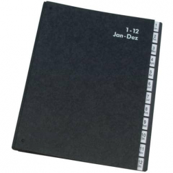 Q-CONNECT trieur, carton, ft A4, 12 compartiments, noir
