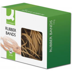 Q-CONNECT élastiques, largeur 1,5 mm, longueur 80 mm, no 18, boîte de 100 g