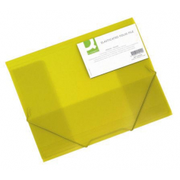 Q-CONNECT farde à rabats, A4, 3 rabats et élastiques, PP transparent, jaune