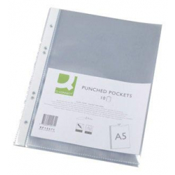 Q-CONNECT pochette perforée A5 portrait perforation 4 trous lisse 100 microns paquet de 10 pièces