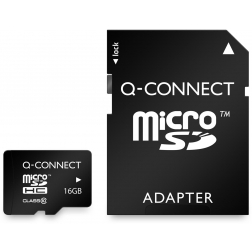 Q-CONNECT micro SD carte mémoire, avec adpatateur SD, 16 Go