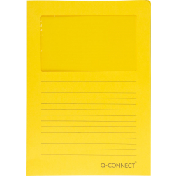 Q-CONNECT pochette coin à fenêtre, 120 g/m², A4, paquet de 100 pièces, jaune