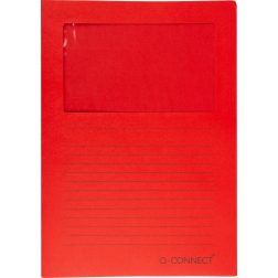 Q-CONNECT pochette coin à fenêtre, 120 g/m², A4, paquet de 100 pièces, rouge