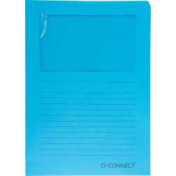 Q-CONNECT pochette coin à fenêtre, 120 g/m², A4, paquet de 100 pièces, bleu