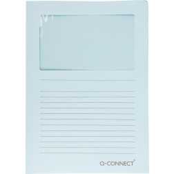 Q-CONNECT pochette coin à fenêtre, 120 g/m², A4, paquet de 100 pièces, bleu clair