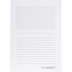 Q-CONNECT pochette coin à fenêtre, 120 g/m², A4, paquet de 100 pièces, blanc