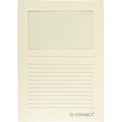 Q-CONNECT pochette coin à fenêtre, 120 g/m², A4, paquet de 100 pièces, jaune clair