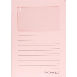 Q-CONNECT pochette coin à fenêtre, 120 g/m², A4, paquet de 100 pièces, rose clair