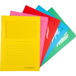 Q-CONNECT pochette coin à fenêtre, 120 g/m², A4, paquet de 100 pièces, couleurs foncées assorties