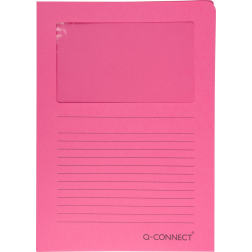 Q-CONNECT pochette coin à fenêtre, 120 g/m², A4, paquet de 100 pièces, rose