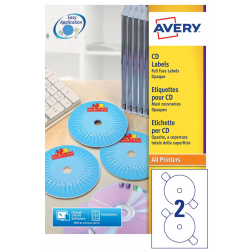Avery L7676-25 étiquettes pour CD, diamètre 117 mm, 50 étiquettes, blanc