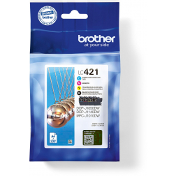 Brother cartouche d'encre, 200 pages, OEM LC-421VAL, 4 couleurs