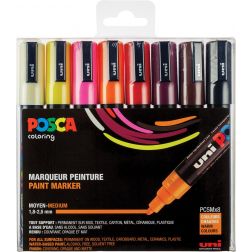 Uni POSCA marqueur peinture PC-5M, 1,8 - 2,5 mm, set de 8 marqueurs en couleurs chaudes assorties