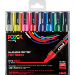 Uni POSCA marqueur peinture PC-5M, 1,8 - 2,5 mm, set de 8 marqueurs en couleurs de base assorties