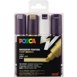 Uni POSCA marqueur peinture PC-8K, 8 mm, étui de 4 picèces, en couleurs assorties