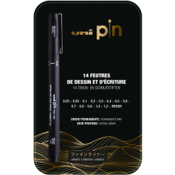 Uni Pin fineliner, assorti, boîte de 14 pièces