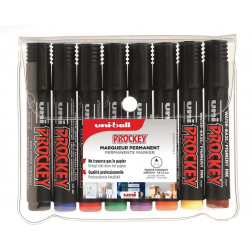 Uni-ball marqueur permanent Prockey PM-122, pointe ronde, medium, étui de 8 pièces