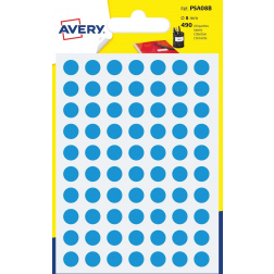 Avery PSA08B etiquettes pastilles rondes, diamètre 8 mm, blister de 490 pièces, bleu clair
