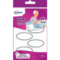 Avery Family étiqettes solubles ovales, ft 5,5 x 3 cm, sachet brochable avec 18 étiquettes