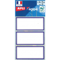 Agipa étiquettes écoliers ft 75 x 34 mm (l x h), 24 étiquettes par étui, bord bleu