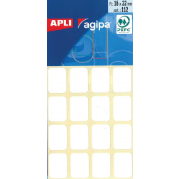 Agipa étiquettes blanches en pochette ft 16 x 22 mm (l x h), 112 pièces, 16 par feuille